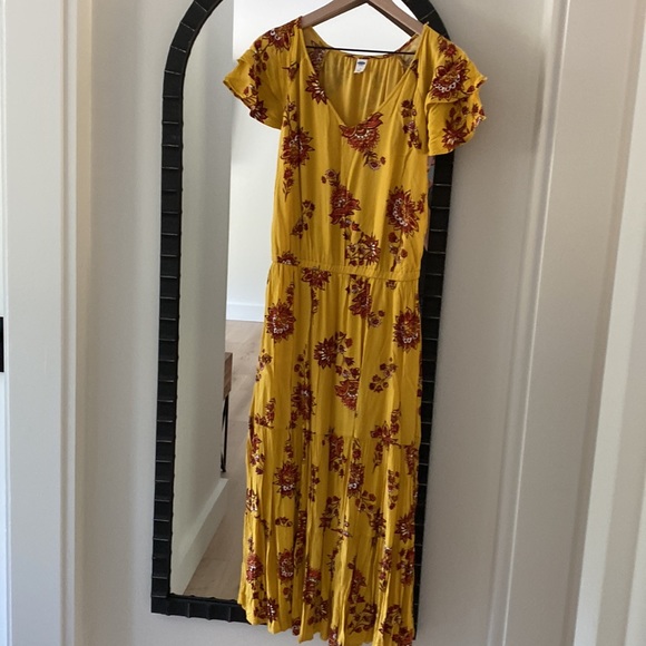 Mustard Floral Maxi Dress - Picture 2 of 6